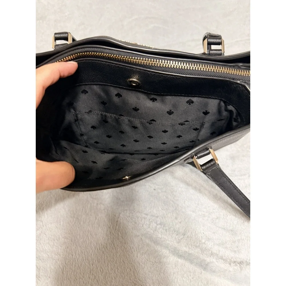 Kate Spade Monet Large Triple Compartment Tote Black Pebbled Leather